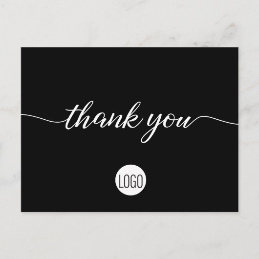 Black White logo Customer Appreciation Bedankt Briefkaart (Voorkant)