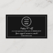 Black White Logo Dank u Business Reward Punch Klantenkaartje (Achterkant)