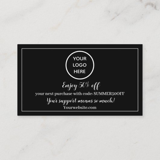 Black White Logo Dank u Business Reward Punch Klantenkaartje (Achterkant)