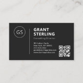 Black White Logo Minimalist Professionele QR-code Visitekaartje (Voorkant)