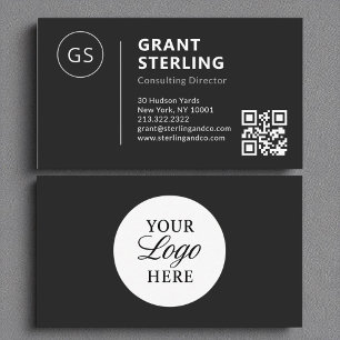 Black White Logo Minimalist Professionele QR-code Visitekaartje