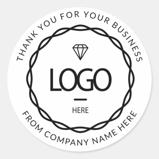 Black White Logo Name Web Hartelijk dank Ronde Sticker (Voorkant)