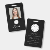 Black White Logo Photo Makeup Employee Badge (Voor- en achterkant)