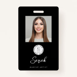 Black White Logo Photo Makeup Employee Badge