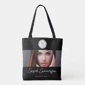 Black White Logo Photo Makeup Studio Tote Bag (Achterkant)