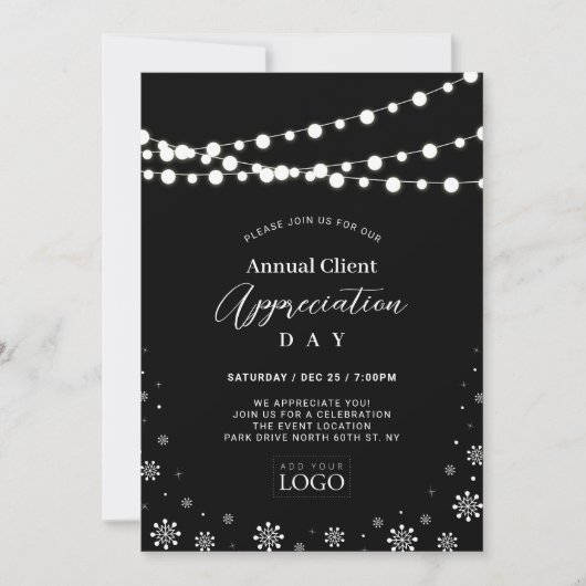 Black & White | Logo voor cliëntwaarderingsfeest Kaart (Voorkant)