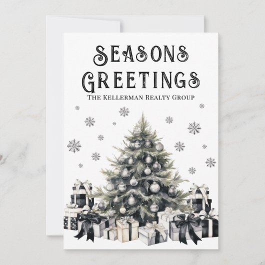 Black White Logo Zakelijke Kerst Feestdagenkaart (Voorkant)