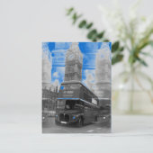Black & White London Bus & Big Ben Briefkaart (Staand voorkant)