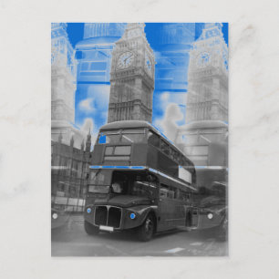Black & White London Bus & Big Ben Briefkaart