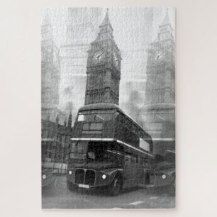 Black & White London Bus & Big Ben Legpuzzel