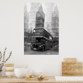 Black White London Bus Big Ben Poster (Keuken)