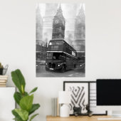 Black White London Bus Big Ben Poster (Thuiskantoor)