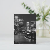 Black White London City Night UK British Travel Briefkaart (Staand voorkant)
