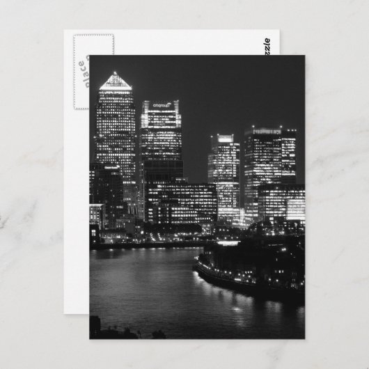 Black White London City Night UK British Travel Briefkaart (Voorkant / Achterkant)