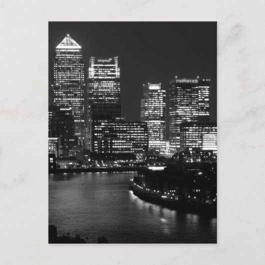 Black White London City Night UK British Travel Briefkaart (Voorkant)