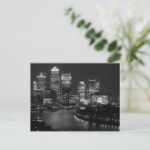 Black White London City Night UK British Travel Briefkaart (Staand voorkant)