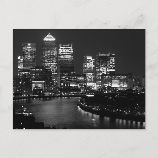Black White London City Night UK British Travel Briefkaart (Voorkant)