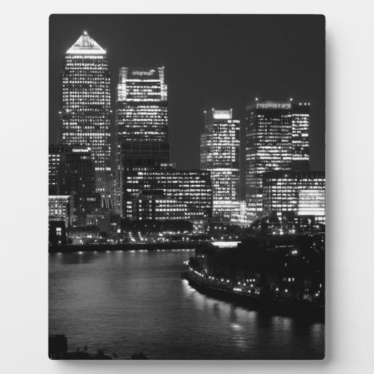 Black White London City Night UK Reizen Fotoplaat (Voorkant)