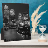 Black White London City Night UK Reizen Fotoplaat (Zijkant)