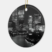 Black White London City Night UK Reizen Keramisch Ornament (Links)