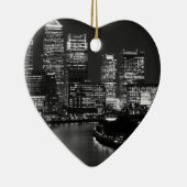 Black White London City Night UK Reizen Keramisch Ornament (Rechts)