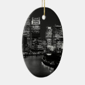 Black White London City Night UK Reizen Keramisch Ornament (Rechts)