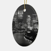 Black White London City Night UK Reizen Keramisch Ornament (Links)