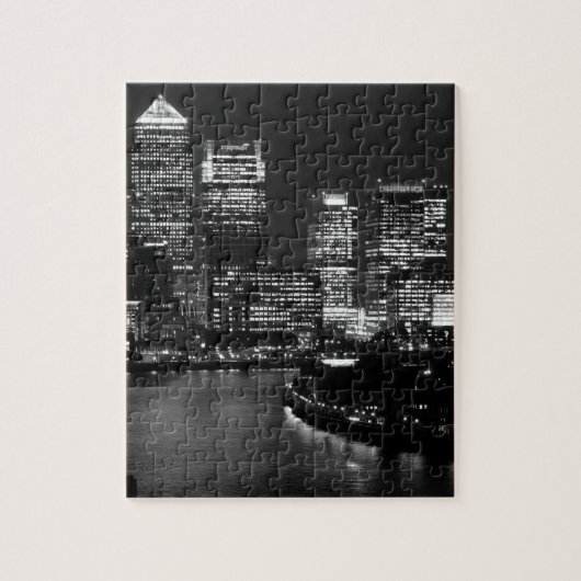Black White London City Night UK Reizen Legpuzzel (Verticaal)