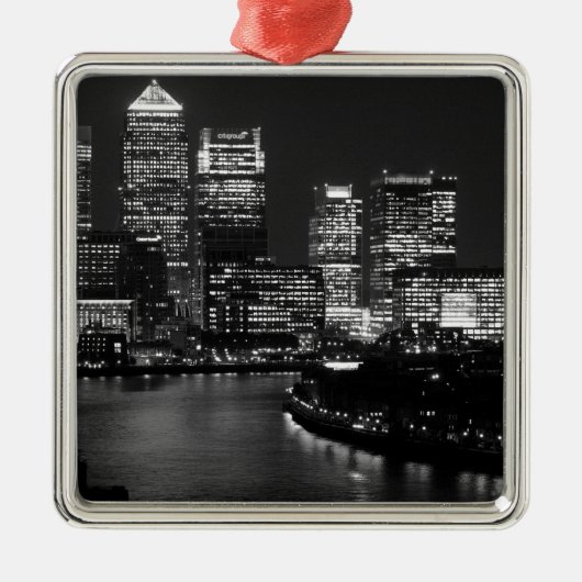 Black White London City Night UK Reizen Metalen Ornament (Voorkant)