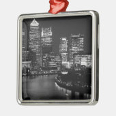 Black White London City Night UK Reizen Metalen Ornament (Links)