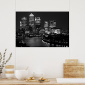 Black White London City Night UK Reizen Poster (Keuken)