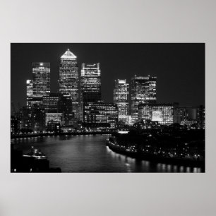Black White London City Night UK Reizen Poster
