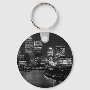 Black White London City Night UK Reizen Sleutelhanger