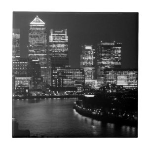 Black White London City Night UK Reizen Tegeltje