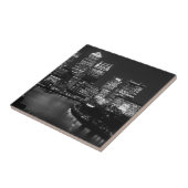 Black White London City Night UK Reizen Tegeltje (Zijkant)