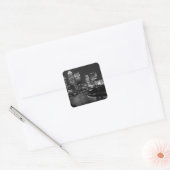 Black White London City Night UK Reizen Vierkante Sticker (Envelop)