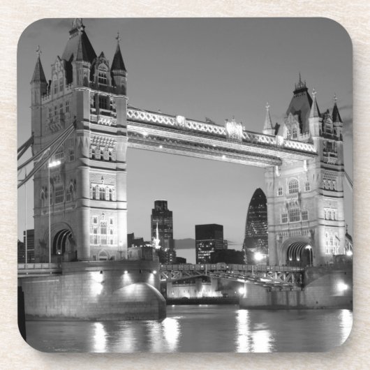 Black White London Tower Bridge Bier Onderzetter (Voorkant)