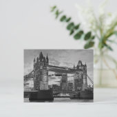 Black White London Tower Bridge British Travel Briefkaart (Staand voorkant)