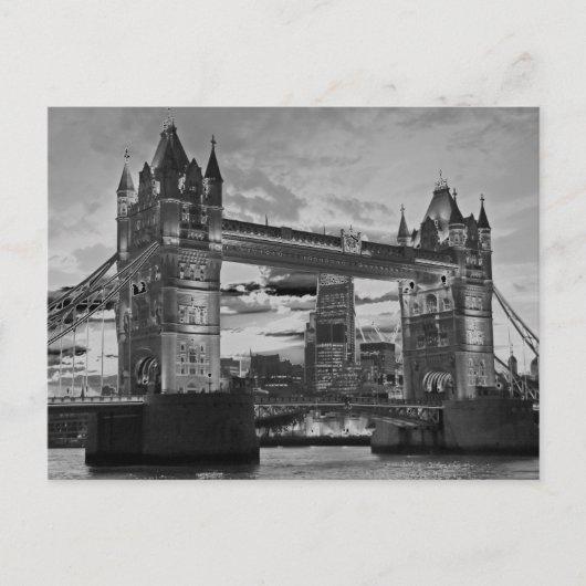 Black White London Tower Bridge British Travel Briefkaart (Voorkant)