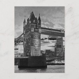 Black White London Tower Bridge British Travel Briefkaart