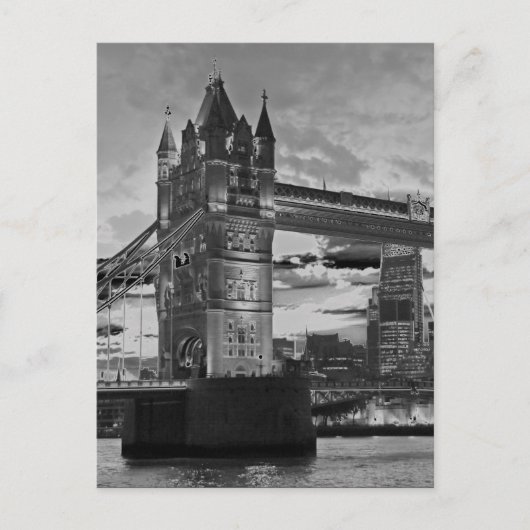 Black White London Tower Bridge British Travel Briefkaart (Voorkant)