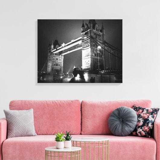 Black White London Tower Bridge Canvas Afdruk (Insitu (Woonkamer))