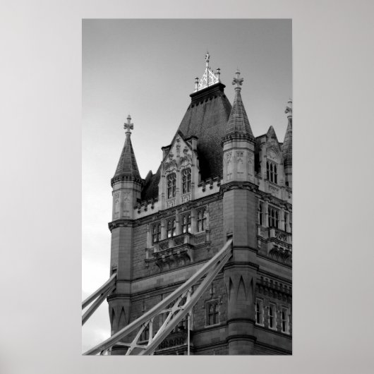 Black White London Tower Bridge Close Poster (Voorkant)