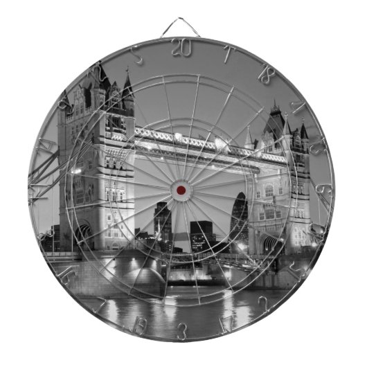 Black White London Tower Bridge Dartbord (Voorkant)