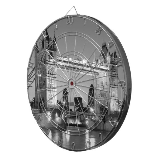 Black White London Tower Bridge Dartbord (Voorkant Rechts)