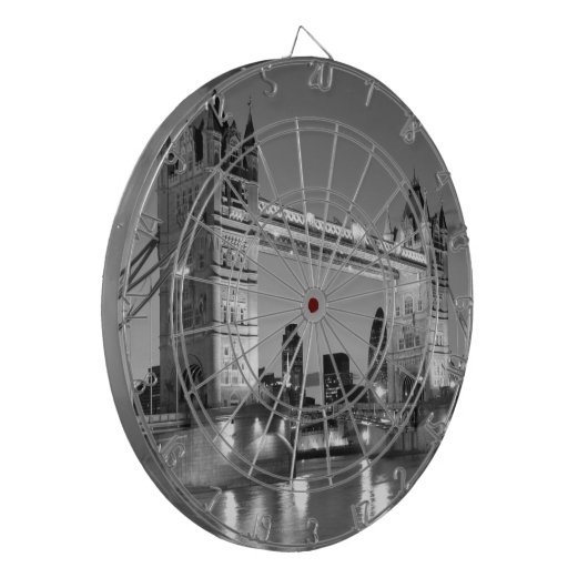 Black White London Tower Bridge Dartbord (Voorkant Links)