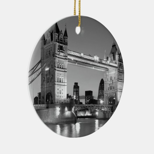 Black White London Tower Bridge Keramisch Ornament (Rechts)