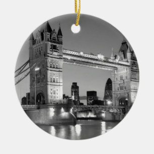 Black White London Tower Bridge Keramisch Ornament
