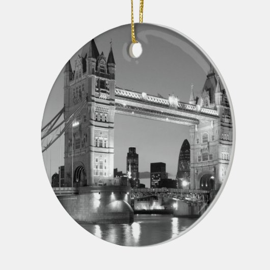 Black White London Tower Bridge Keramisch Ornament (Links)