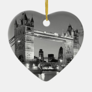 Black White London Tower Bridge Keramisch Ornament